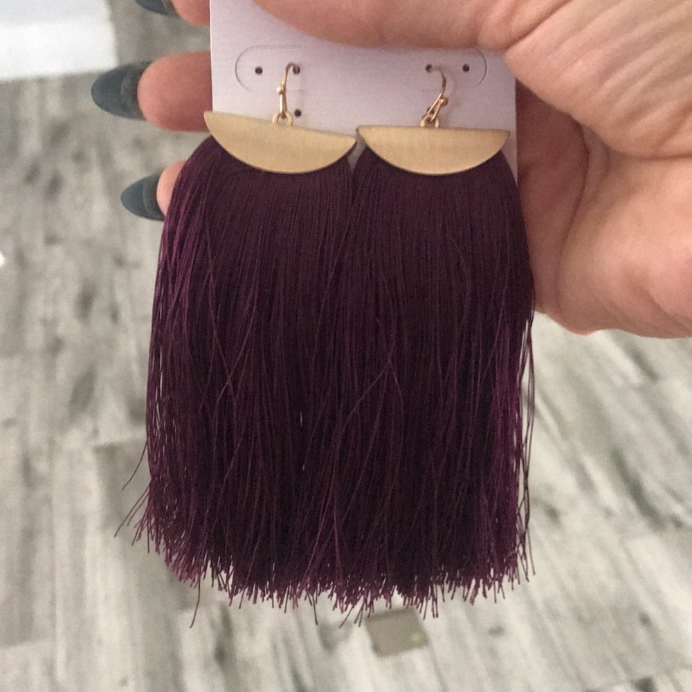 Tassel earrings maroon
